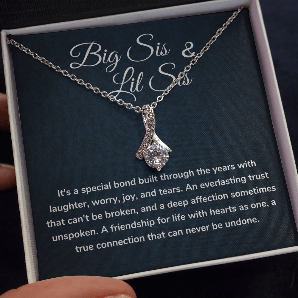 Big Sis Little Sis Alluring Beauty White Gold And Glittering Gemstones Necklace