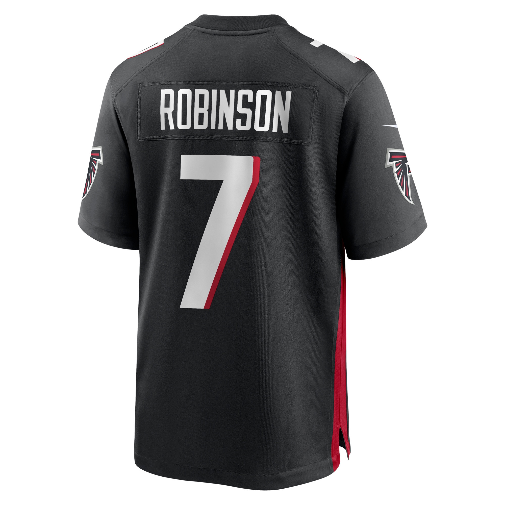 Bijan Robinson 7 Atlanta Falcons 2023 NFL Draft Game Stitched Jersey – Black