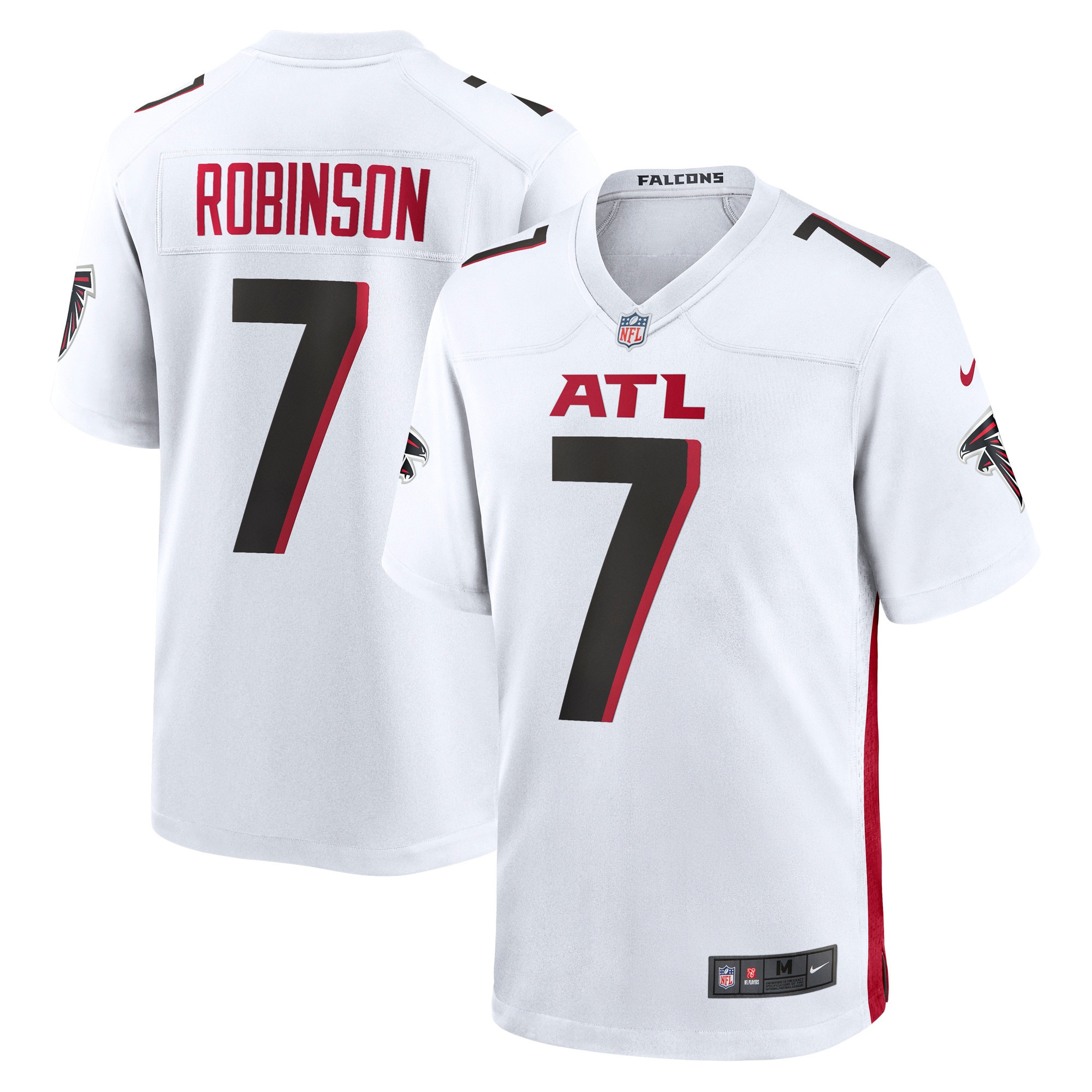 Bijan Robinson 7 Atlanta Falcons 2023 NFL Draft Game Stitched Jersey – White