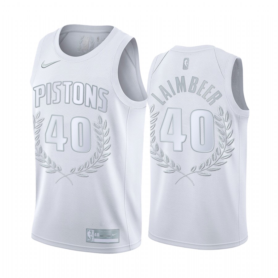 Bill Laimbeer #40 Detroit Pistons White Retired Number Jersey