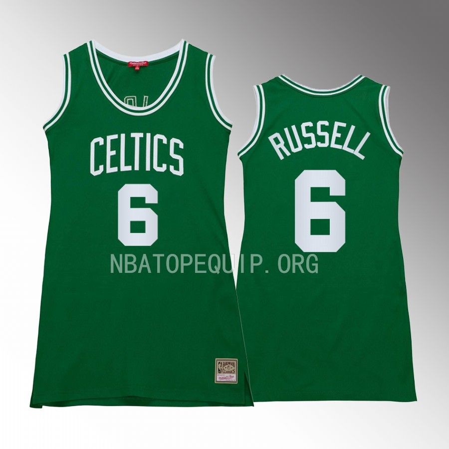 Bill Russell Boston Celtics #6 Hardwood Classics Jersey Green Women