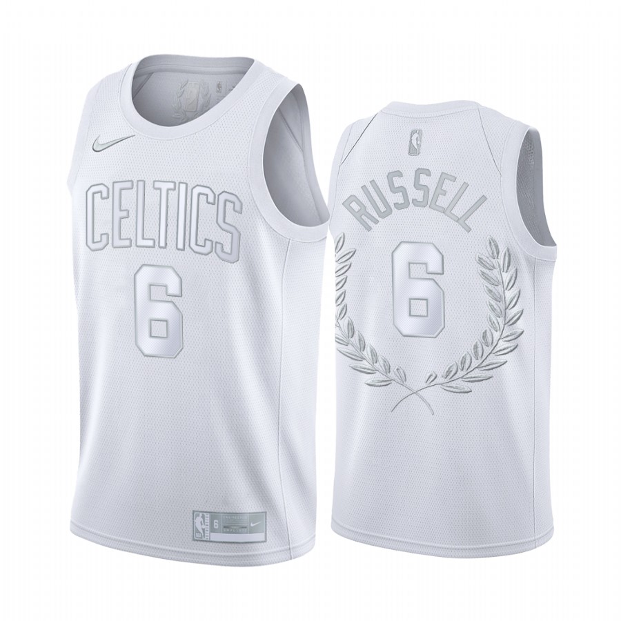 Bill Russell Boston Celtics White Platinum Edition #6 Jersey Legend Forever
