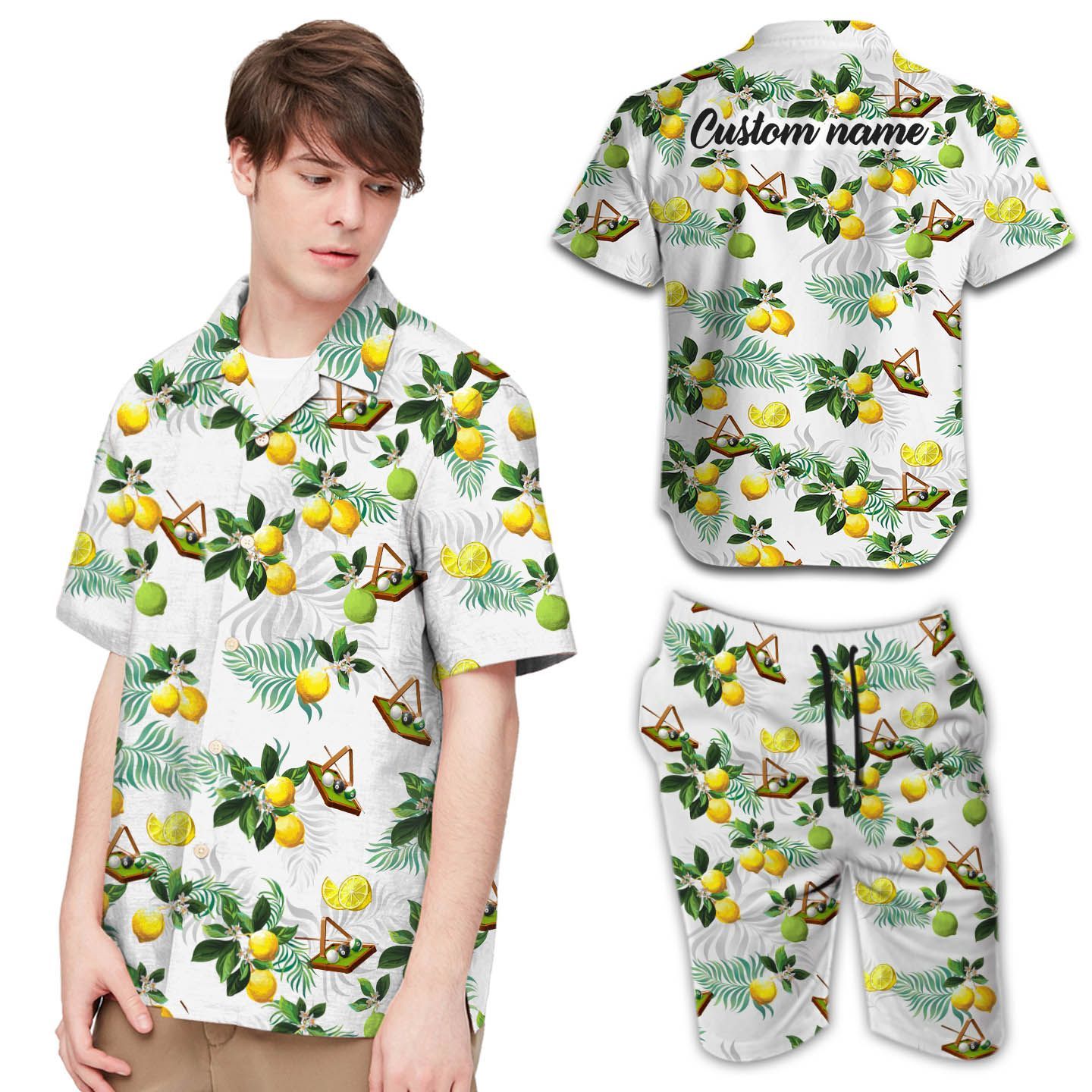 Billiard Lemon Custom Name Men Hawaiian Shirts For Sports Lovers In Daily Life