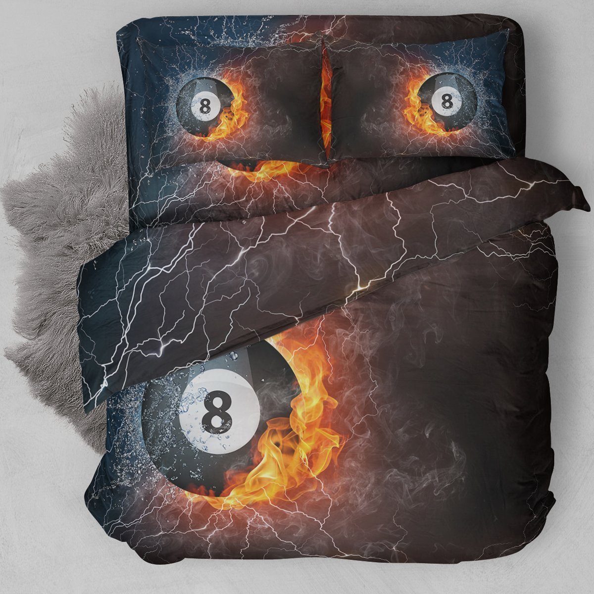 Billiards On Fire Duvet Cover Bedding Set