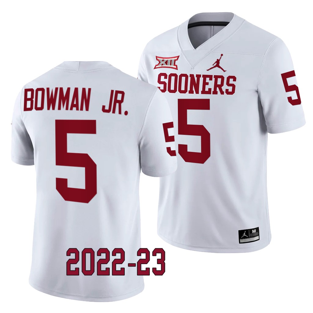 Billy Bowman Jr. Oklahoma Sooners 2022-23 College Game Jersey Men’s White #5 Uniform