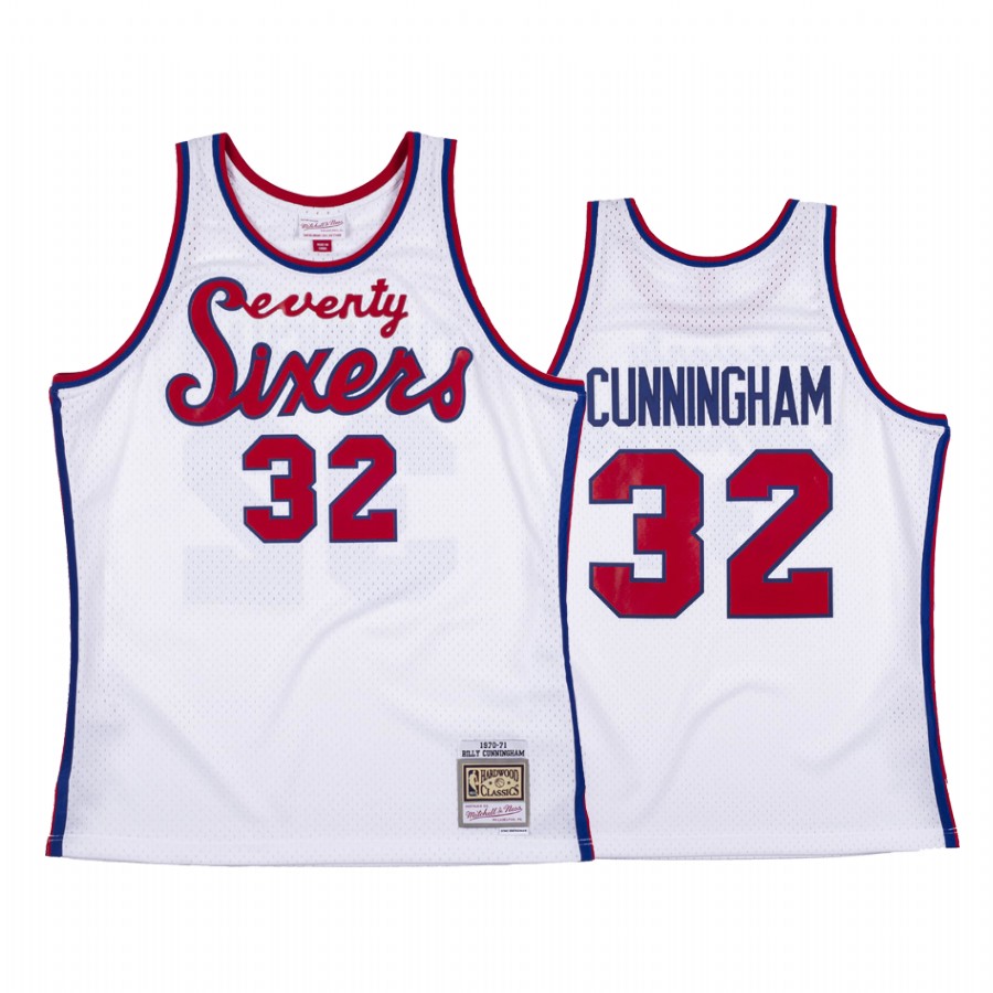 Billy Cunningham #32 Philadelphia 76ers White Hardwood Classics Jersey