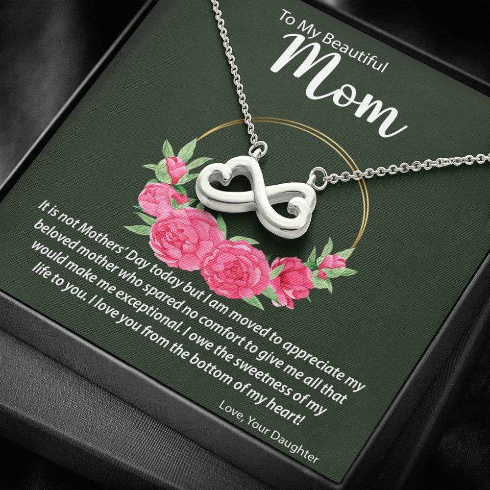 Birthday Gift For Mom I Love You From The Bottom Of My Heart Infinity Heart Necklace