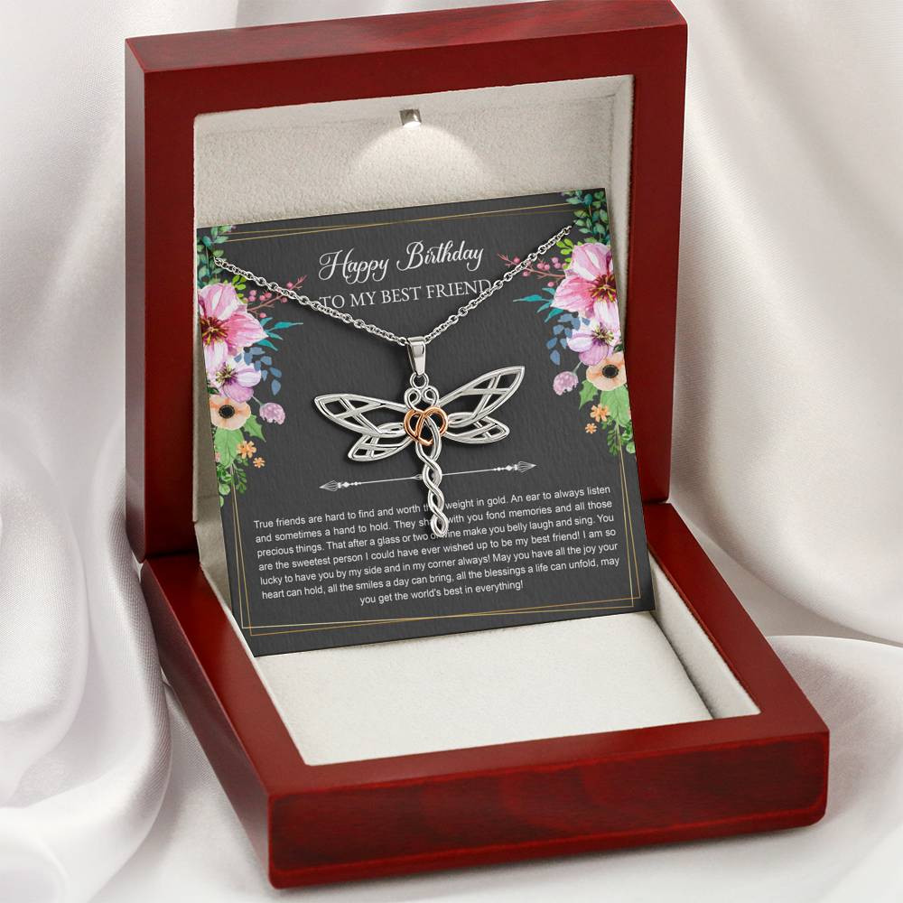 Birthday Gifts For Women, Lucky To Have You, Dragonfly Necklace, Happy Birthday Message Card Jewelry For Best Friend