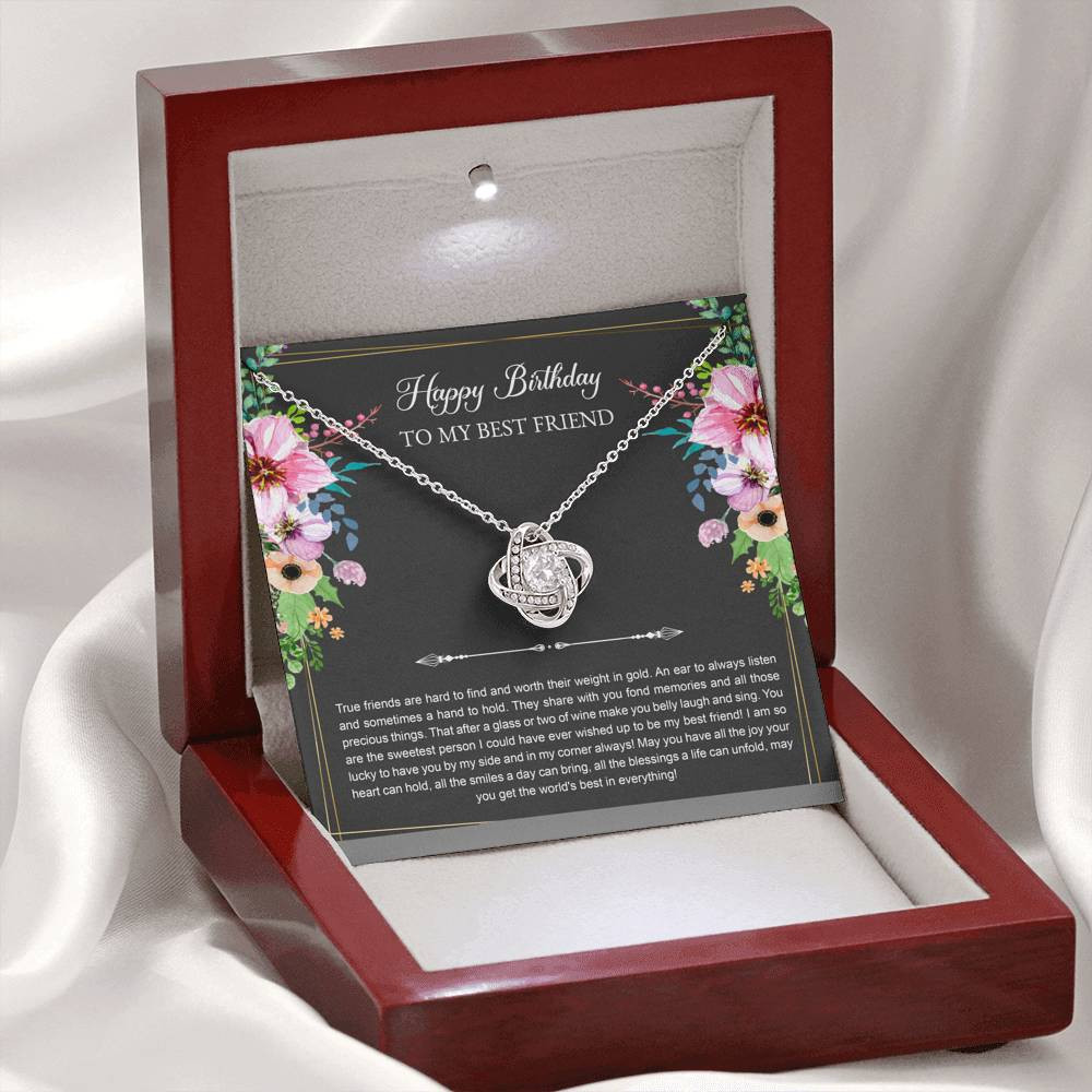 Birthday Gifts For Women, Lucky To Have You, Love Knot Necklace, Happy Birthday Message Card Jewelry For Best Friend