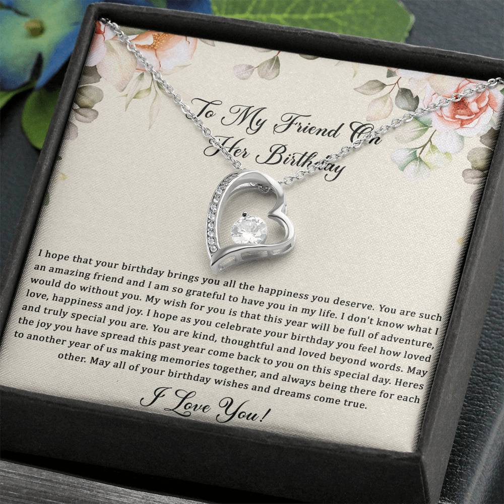 Birthday Gifts For Women, May Your Wishes Come True, Forever Love Heart Necklace, Happy Birthday Message Card Jewelry For Friend