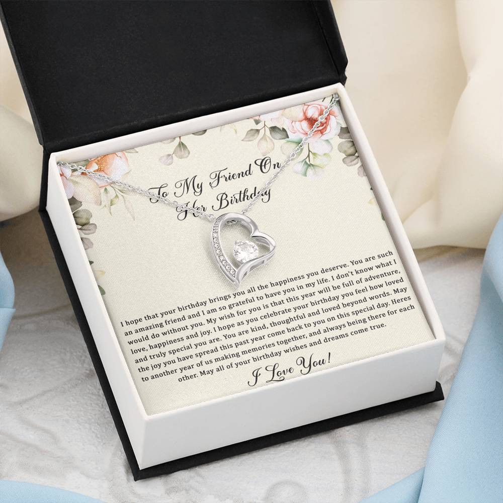 Birthday Gifts For Women, May Your Wishes Come True, Forever Love Heart Necklace, Happy Birthday Message Card Jewelry For Friend