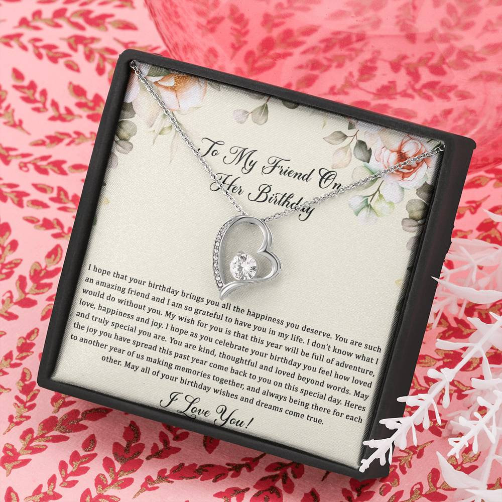 Birthday Gifts For Women, May Your Wishes Come True, Forever Love Heart Necklace, Happy Birthday Message Card Jewelry For Friend