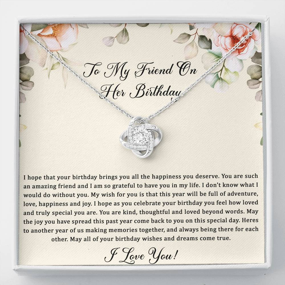 Birthday Gifts For Women, May Your Wishes Come True, Love Knot Necklace, Happy Birthday Message Card Jewelry For Friend