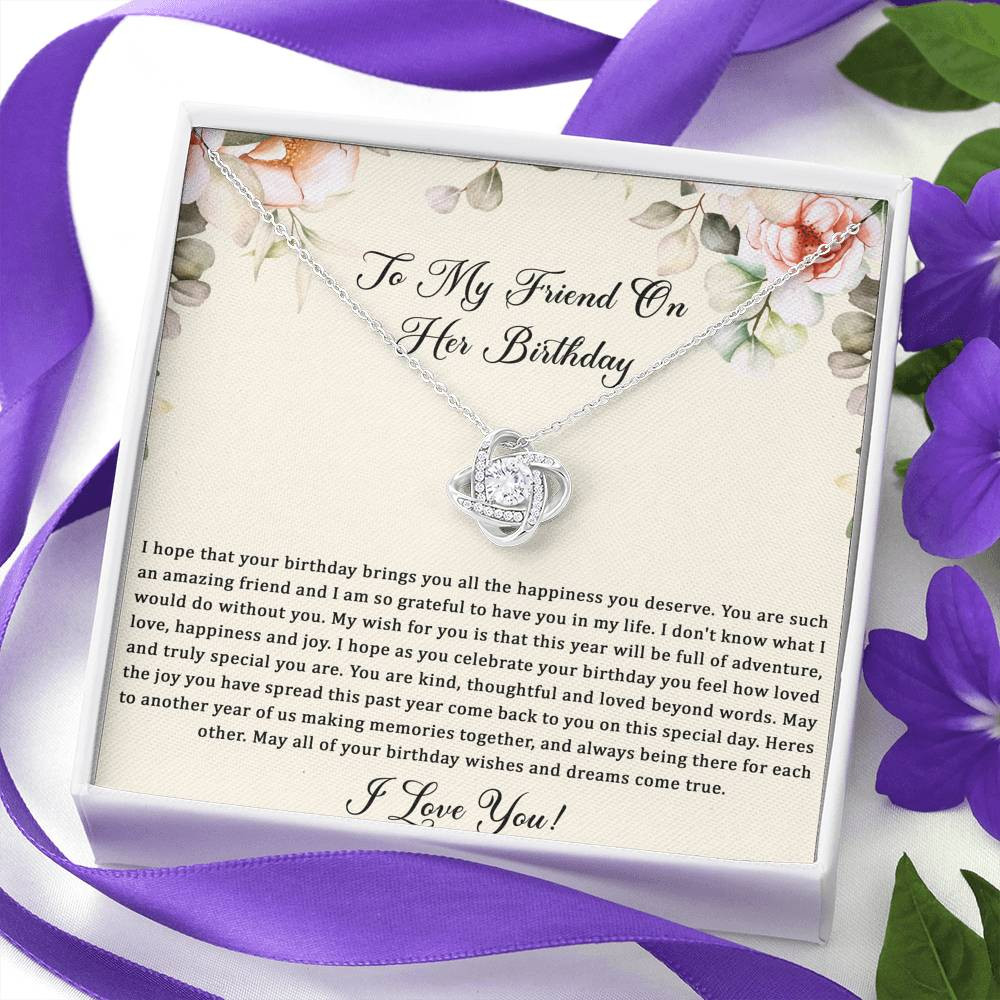 Birthday Gifts For Women, May Your Wishes Come True, Love Knot Necklace, Happy Birthday Message Card Jewelry For Friend