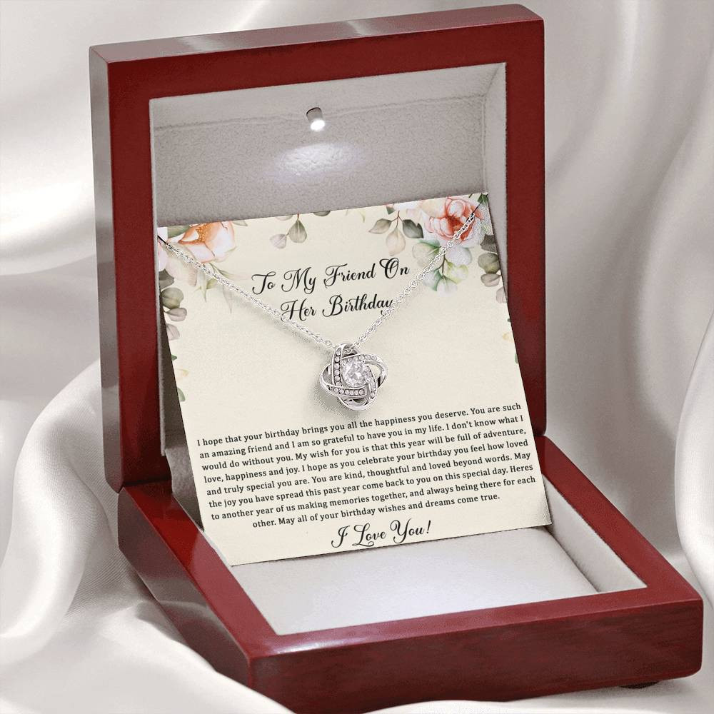 Birthday Gifts For Women, May Your Wishes Come True, Love Knot Necklace, Happy Birthday Message Card Jewelry For Friend