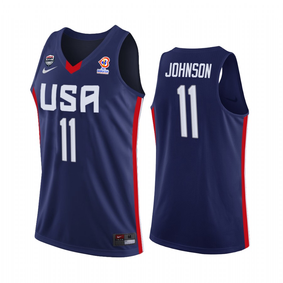 BJ Johnson #11 USA 2023 FIBA World Cup Qualifiers Navy Jersey Away
