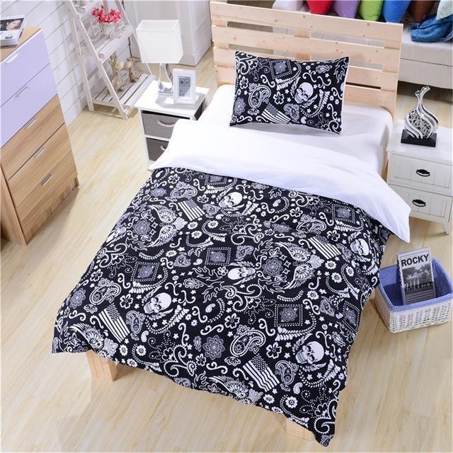 Black And White Skull Duvet Cover Bedding Set