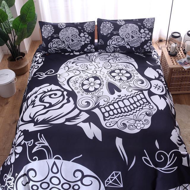 Black And Whitekull 3D Customized Duvet Cover Bedding Set