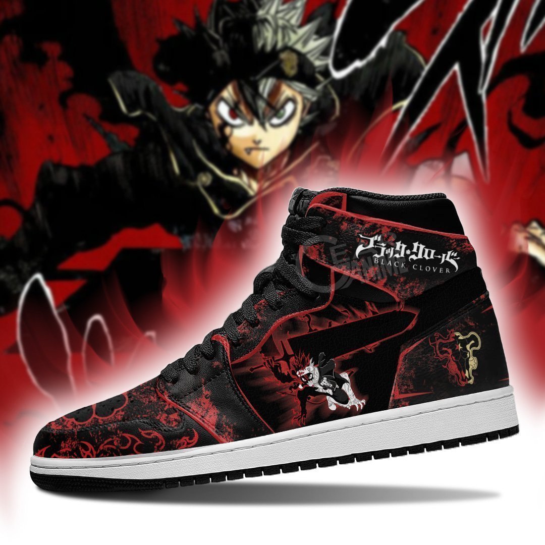 Black Asta Sword JD1s Sneakers Black Clover JD1s Sneakers Anime, Air Jordan Hightop