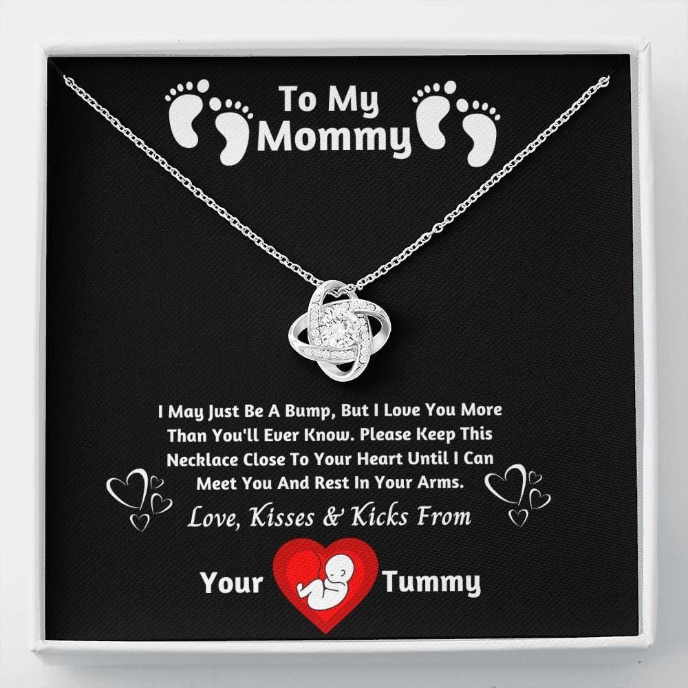 Black Background Gift For Mom Love Knot Necklace I Can’t Wait To Meet You