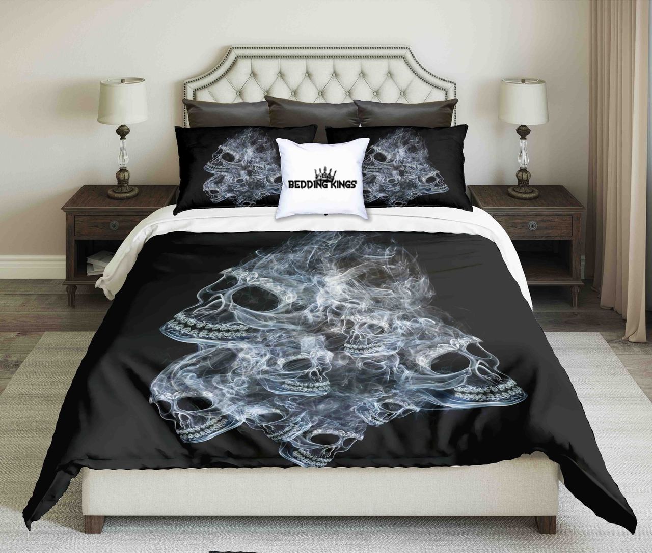 Black Backgroundmokykull Design Kings 3D Customized Duvet Cover Bedding Set