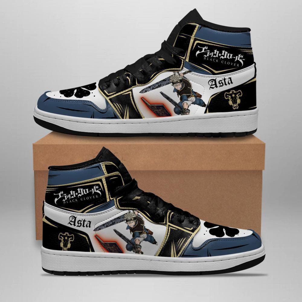 Black Bull Asta Fight Black Clover Anime 1 High Top Air Jordan Sneaker, Air Jordan Hightop