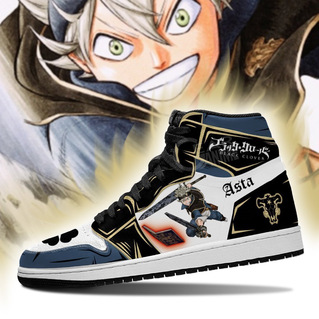 Black Bull Asta Fight JD1s Sneakers Black Clover Anime Shoes, Air Jordan Hightop