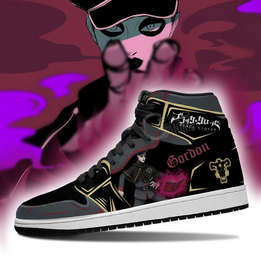 Black Bull Gordon Agrippa JD1s Sneakers Black Clover Anime Shoes, Air Jordan Hightop