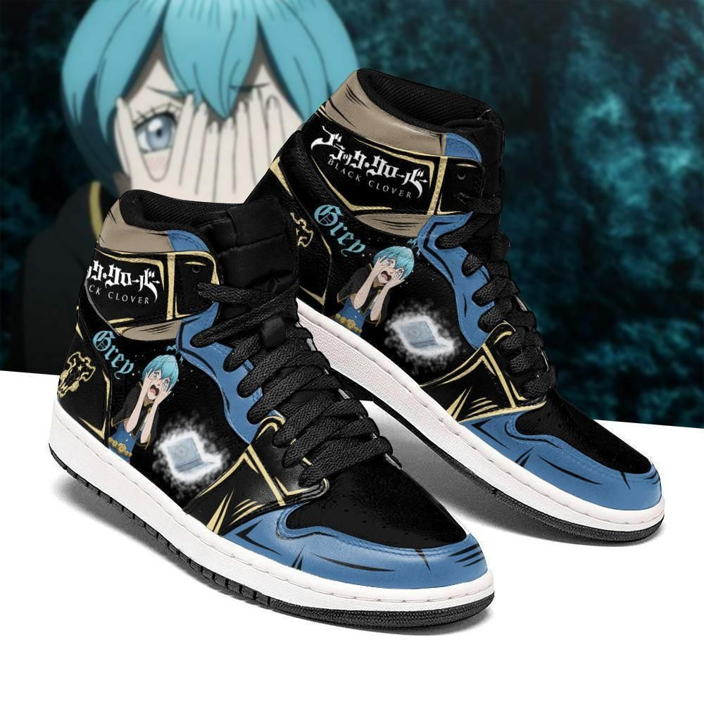 Black Bull Grey Black Clover Anime 1 High Top Air Jordan Sneaker, Air Jordan Hightop