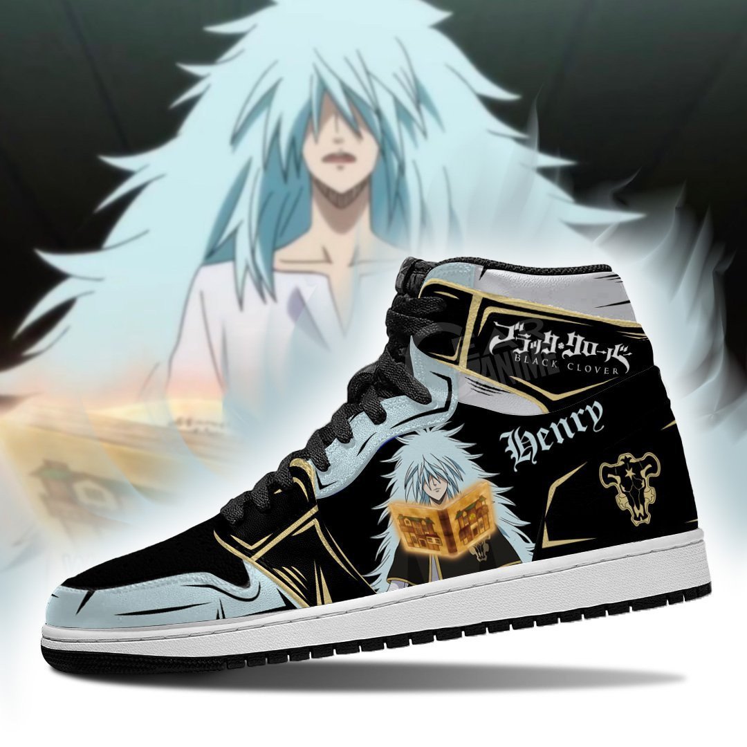 Black Bull Henry JD1s Sneakers Black Clover Anime Shoes, Air Jordan Hightop