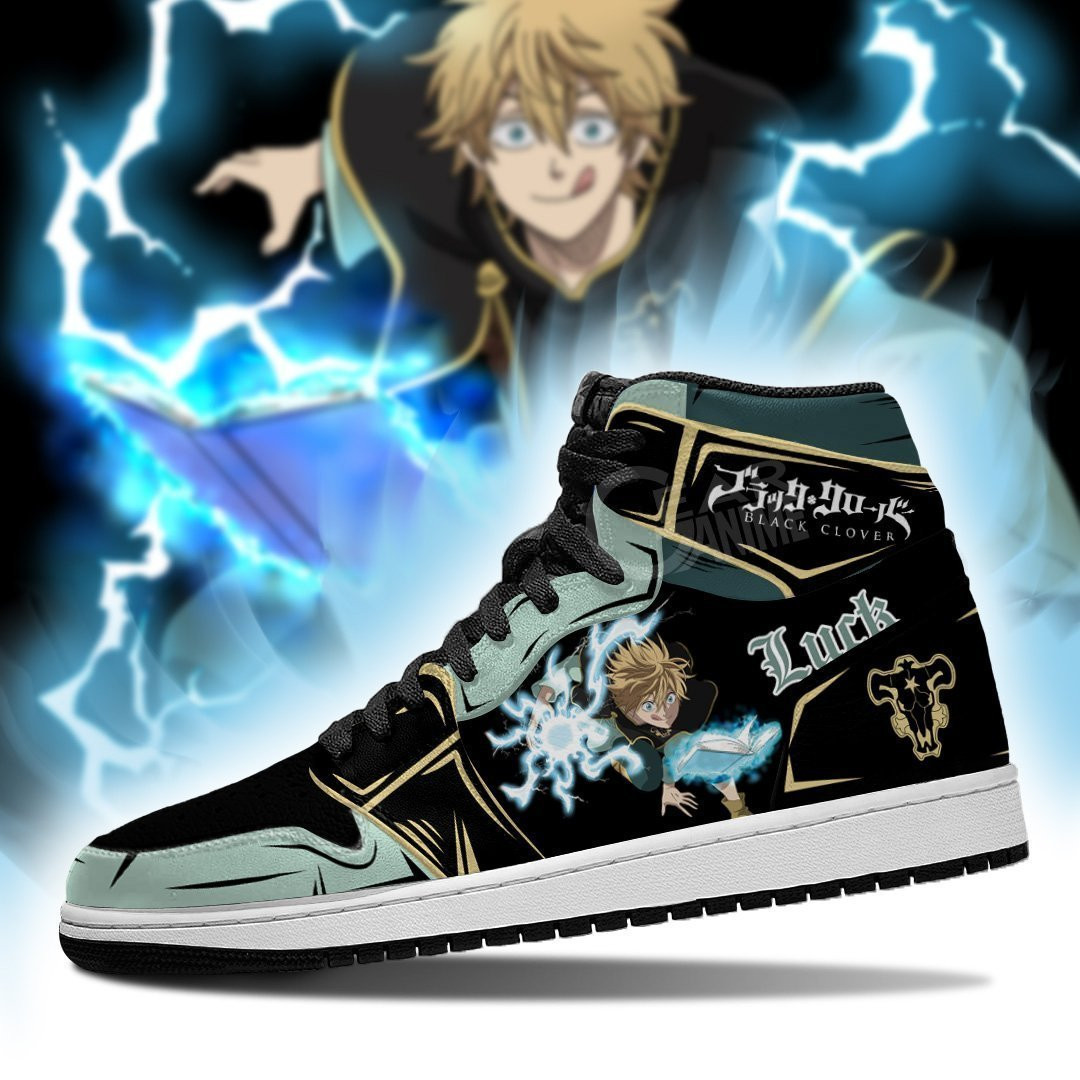 Black Bull Luck Voltia JD1s Sneakers Black Clover Anime Shoes, Air Jordan Hightop