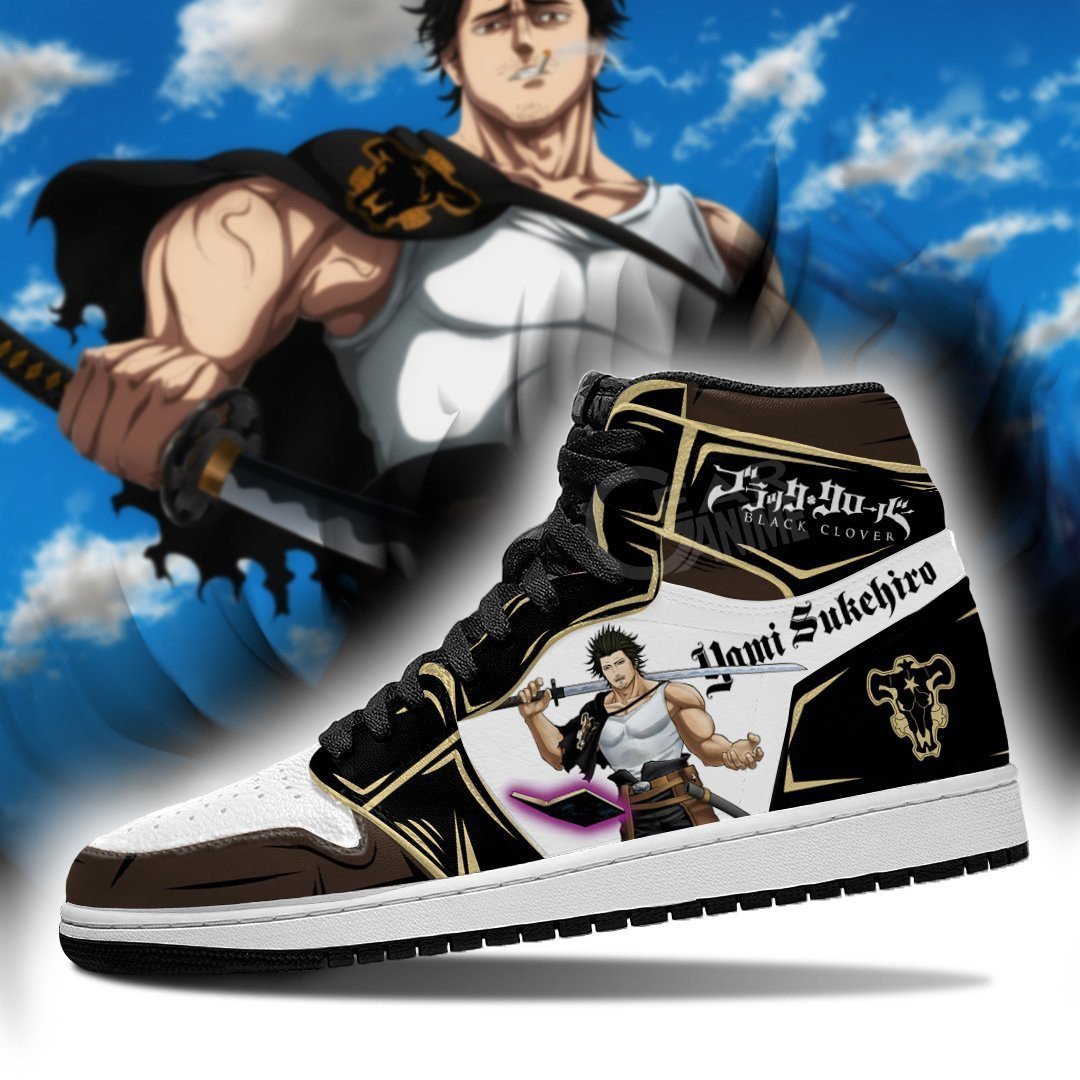 Black Bull Yami Grimore JD1s Sneakers Black Clover Anime Shoes, Air Jordan Hightop
