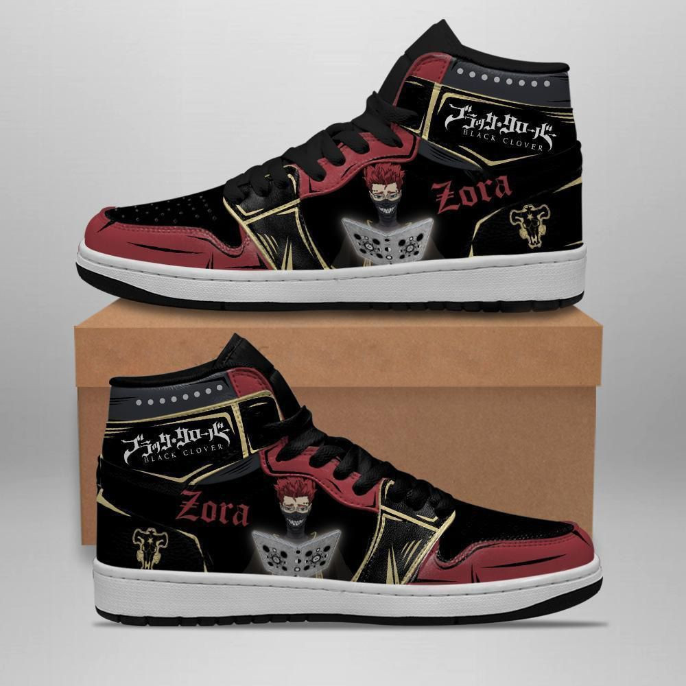 Black Bull Zora Ideale Black Clover Anime 1 High Top Air Jordan Sneaker, Air Jordan Hightop