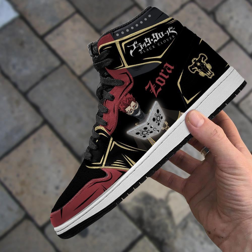 Black Bull Zora Ideale JD1s Sneakers Black Clover Anime Shoes, Air Jordan Hightop