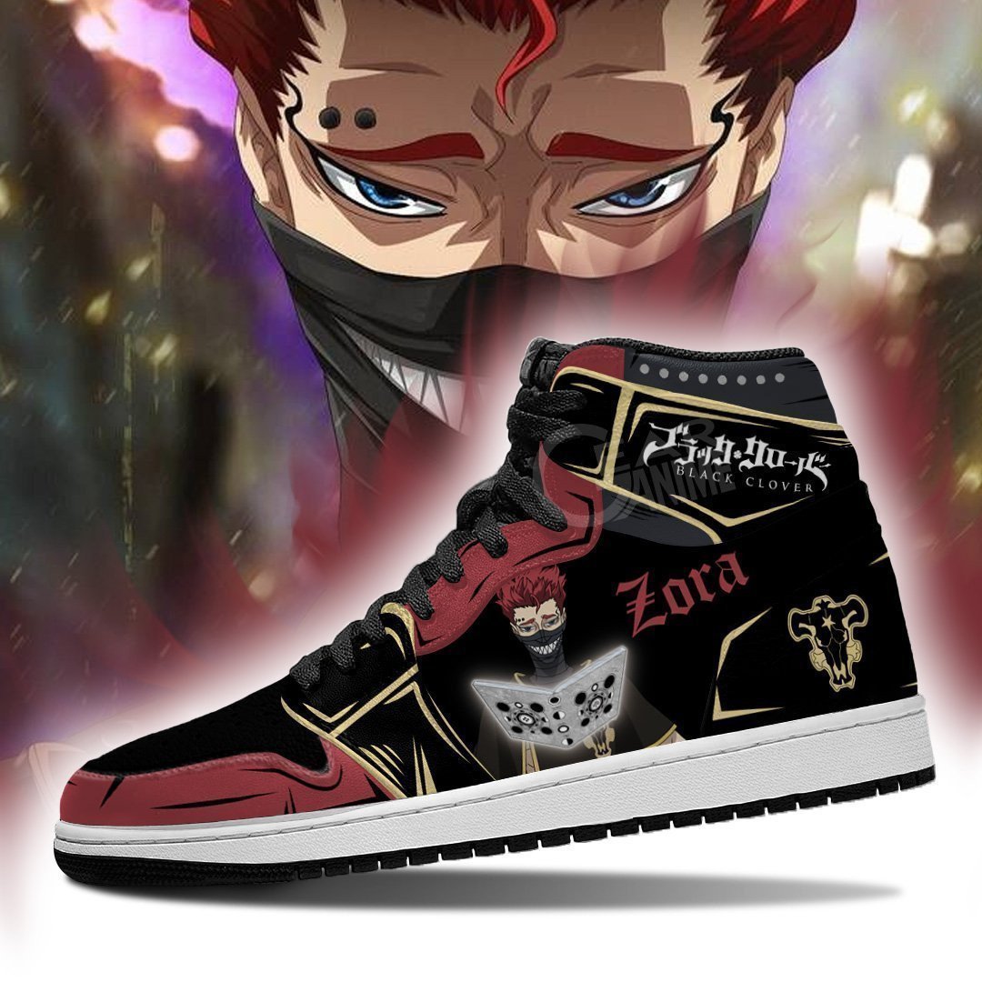 Black Bull Zora Ideale JD1s Sneakers Black Clover Anime Shoes, Air Jordan Hightop