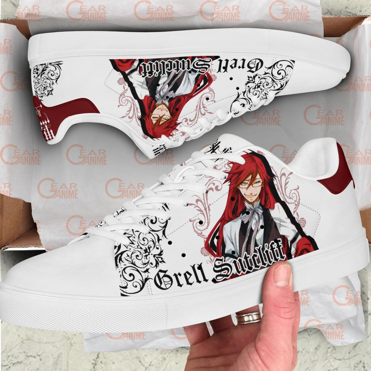 Black Butler Grell Sutcliff Skate Sneakers Custom Anime Shoes