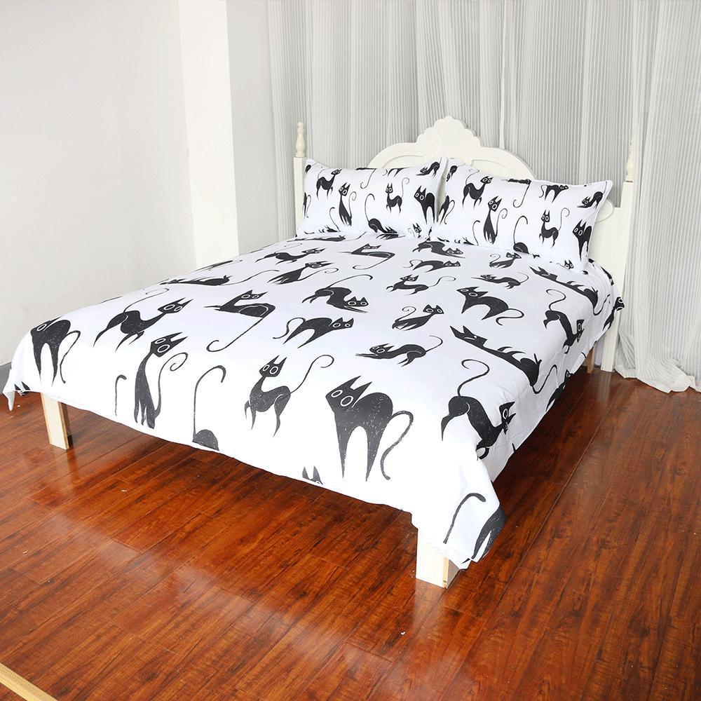 Black Cat Prints Art Hop 3D Customized Duvet Cover Bedding Set