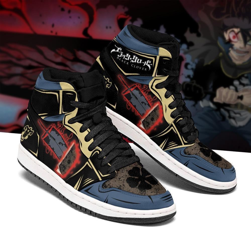 Black Clover Asta JD1s Sneakers Grimoire Sword Anime Shoes, Air Jordan Hightop