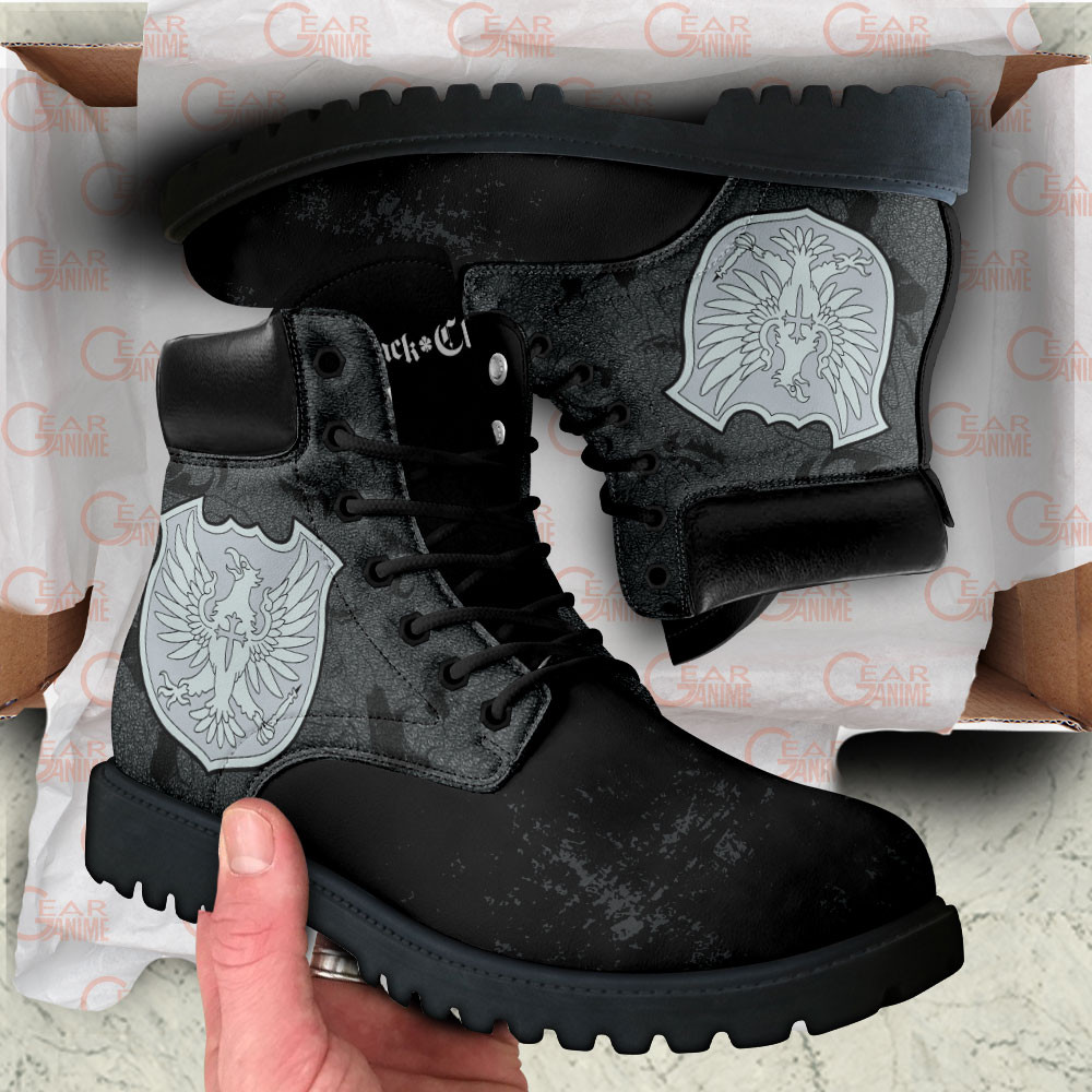 Black Clover Silver Eagle Boots Custom Shoes For Anime Fans