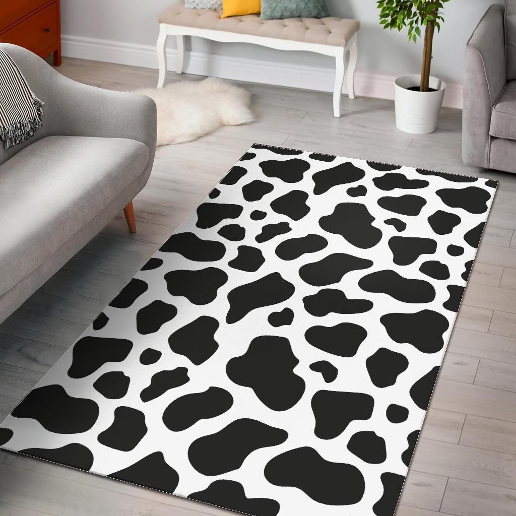 Black Cow Pattern Print Area Limited Edition Rectangle Rug