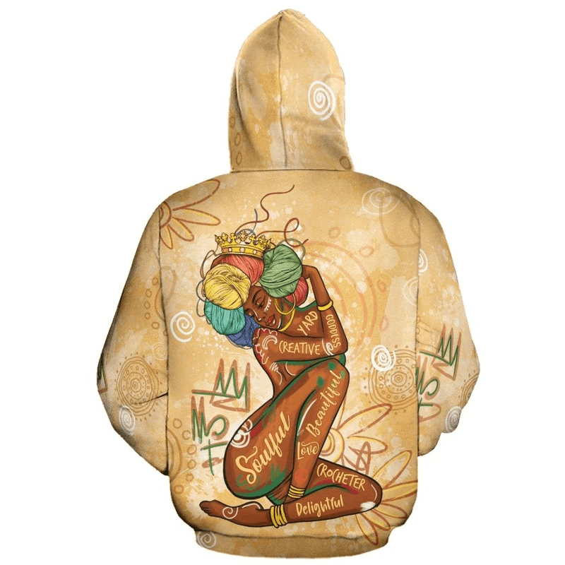 Black Crochet Queen Aop Hoodie