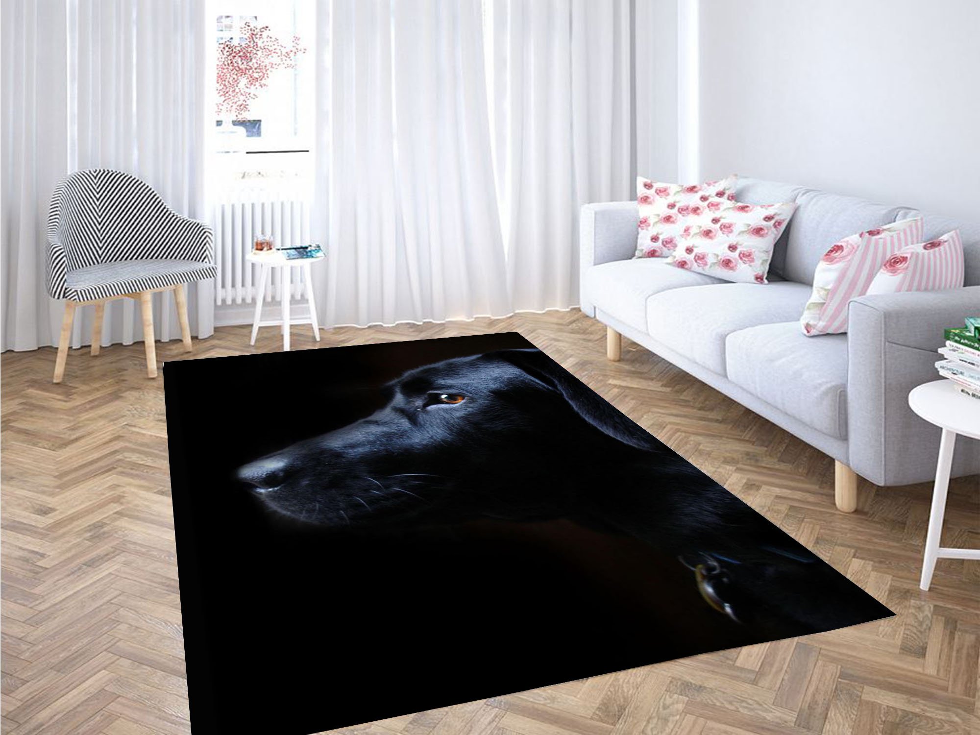 Black Dog Low Light Carpet Rectangle Rug
