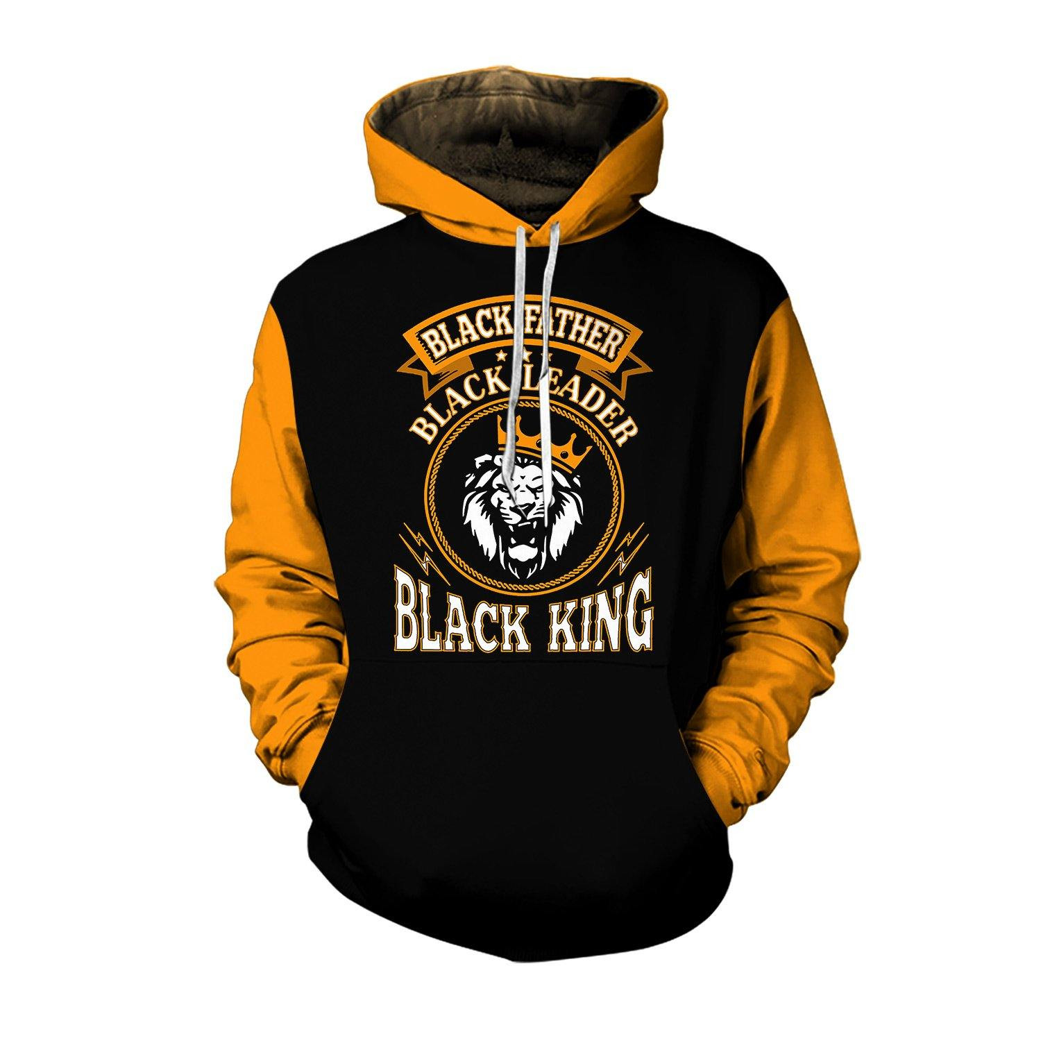 Black Father Black Leader Black King Aop Hoodie