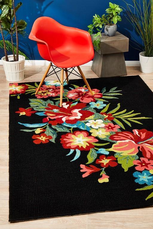 Black Floral Limited Edition Rectangle Rug