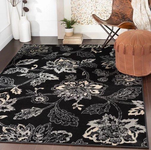 Black Flower Limited Edition Rectangle Rug