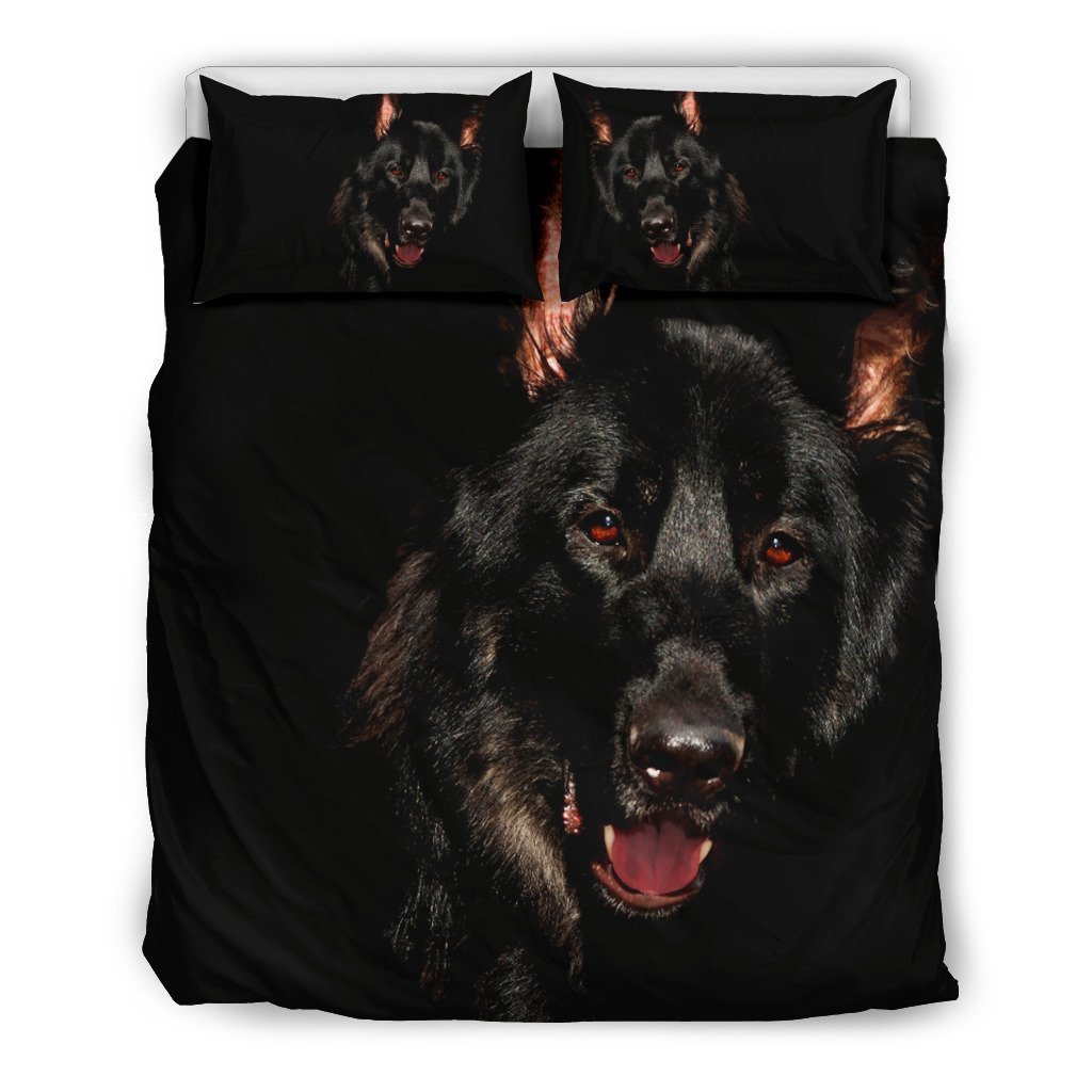 Black German Hepherd 3D Customized Duvet Cover Bedding Set
