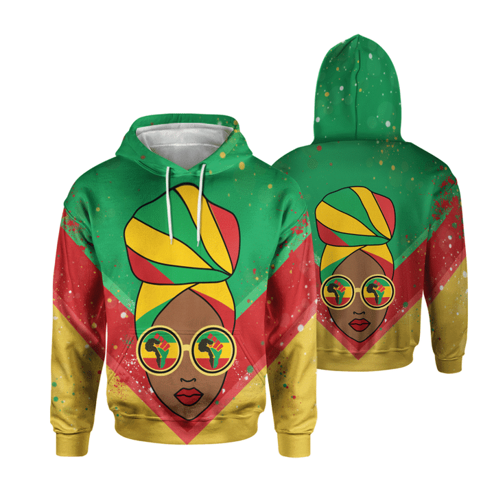 Black Girl With Glasses – Juneteenth All-Over Print Hoodie