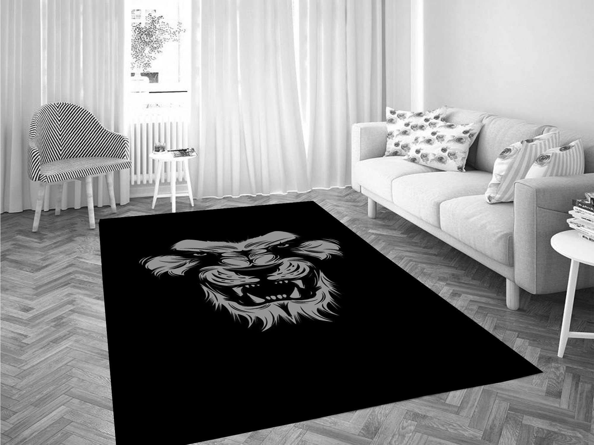 Black Lion Wallpaper Carpet Rectangle Rug