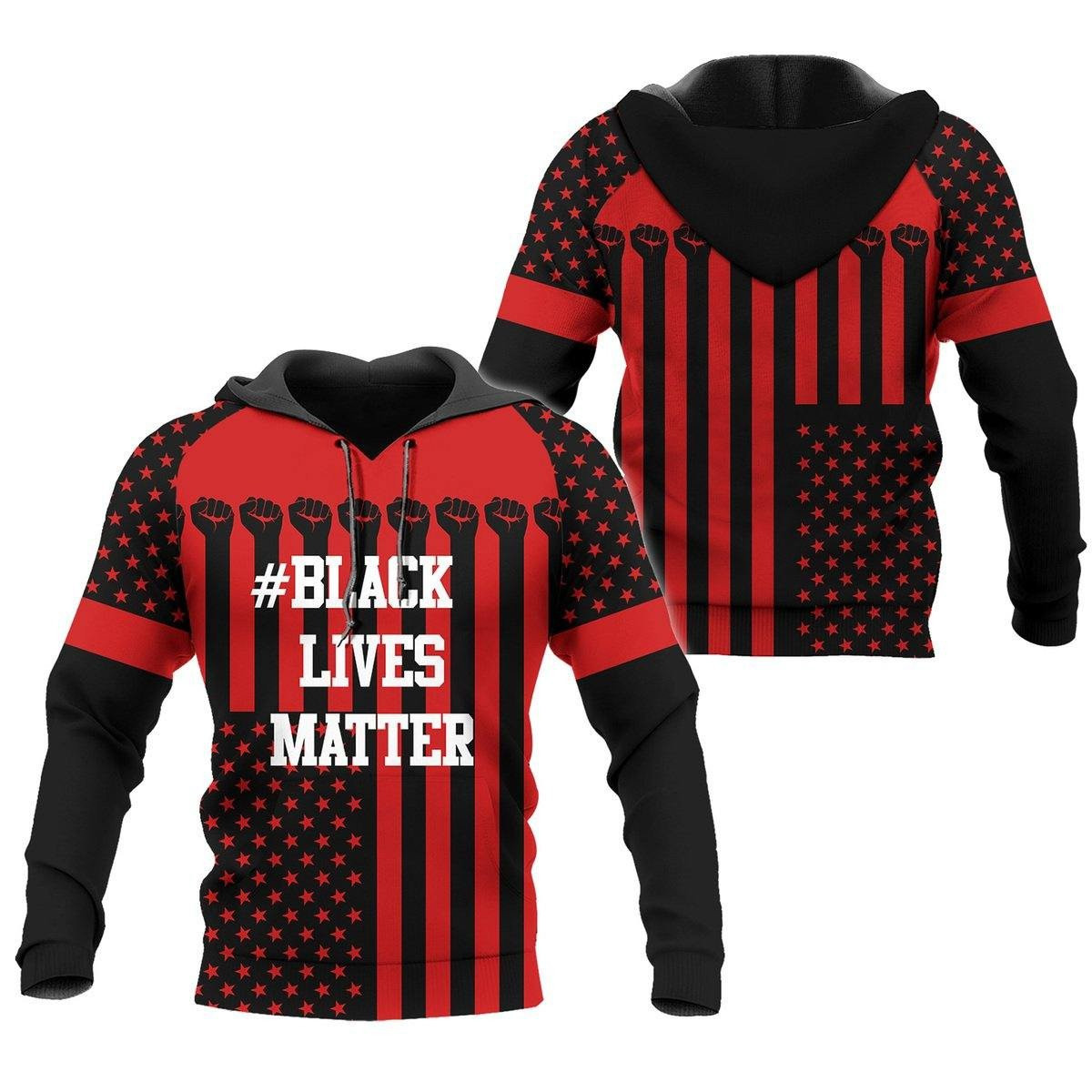 Black Lives Matter American Red Flag Aop Hoodie