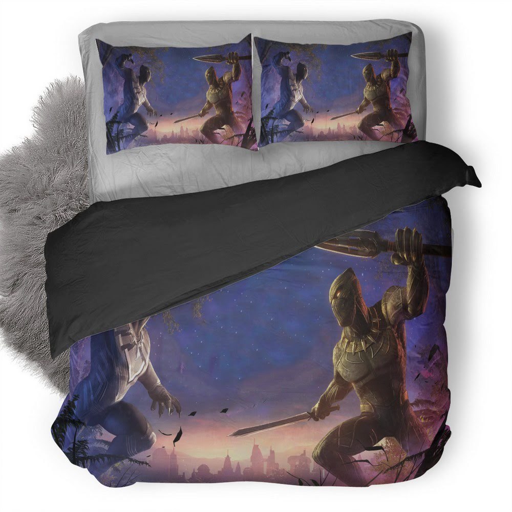 Black Panther And Erik Killmonger Marvel Contest Of Champions 3D Customized Duvet Cover Bedding Set